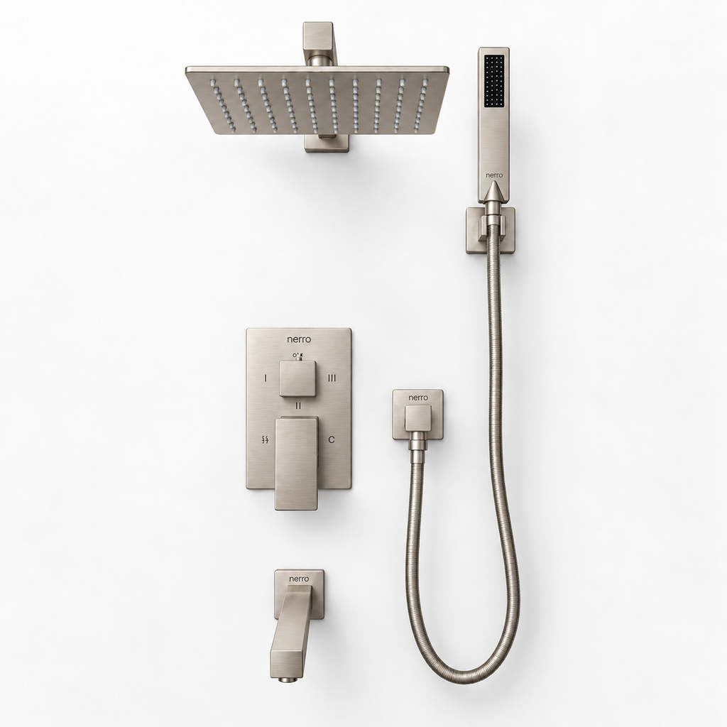 Modern Square 3-Function Tub & Shower Set