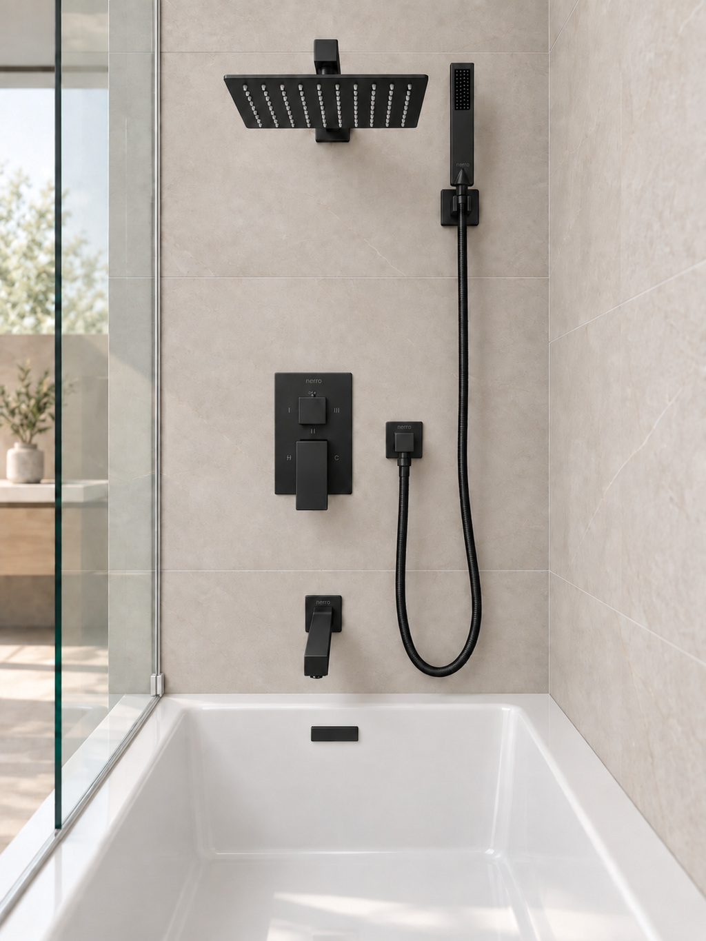 Modern Square 3-Function Tub & Shower Set