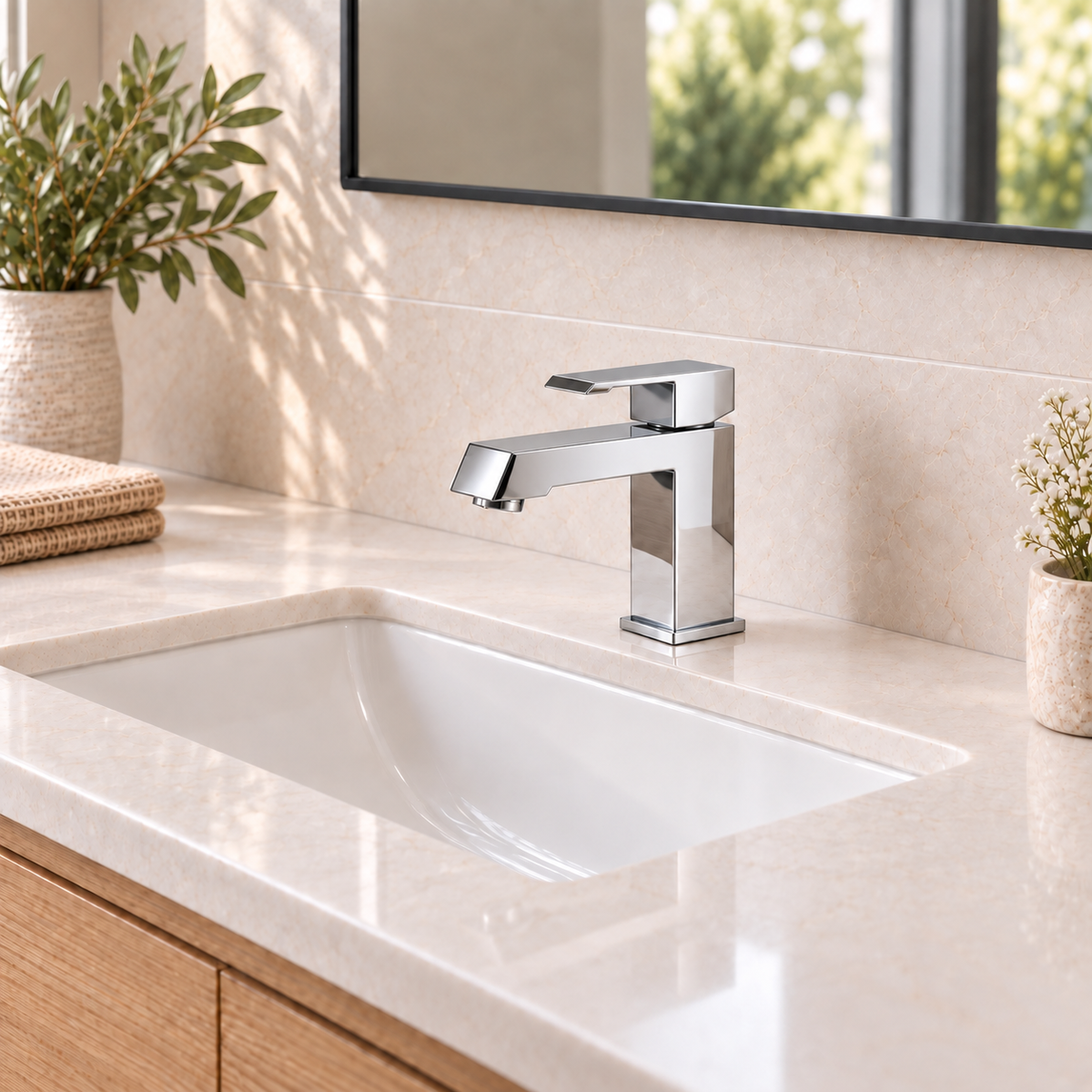 SFK190 Modern Square Single-Handle Bathroom Faucet