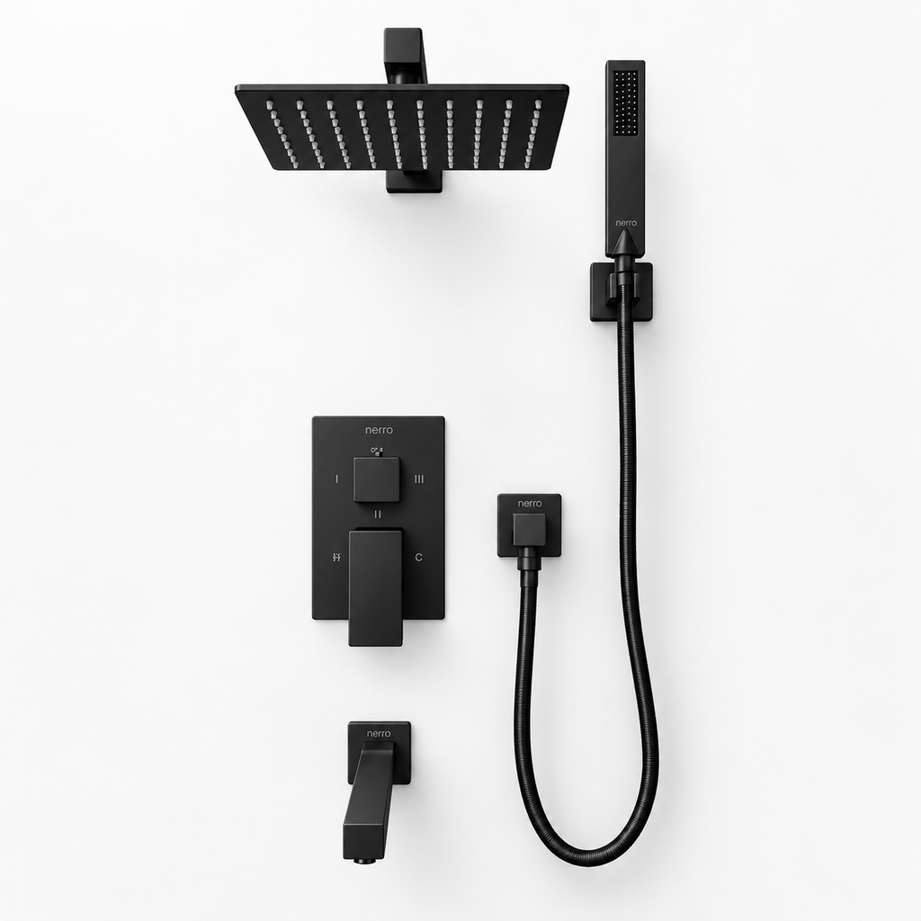 Modern Square 3-Function Tub & Shower Set