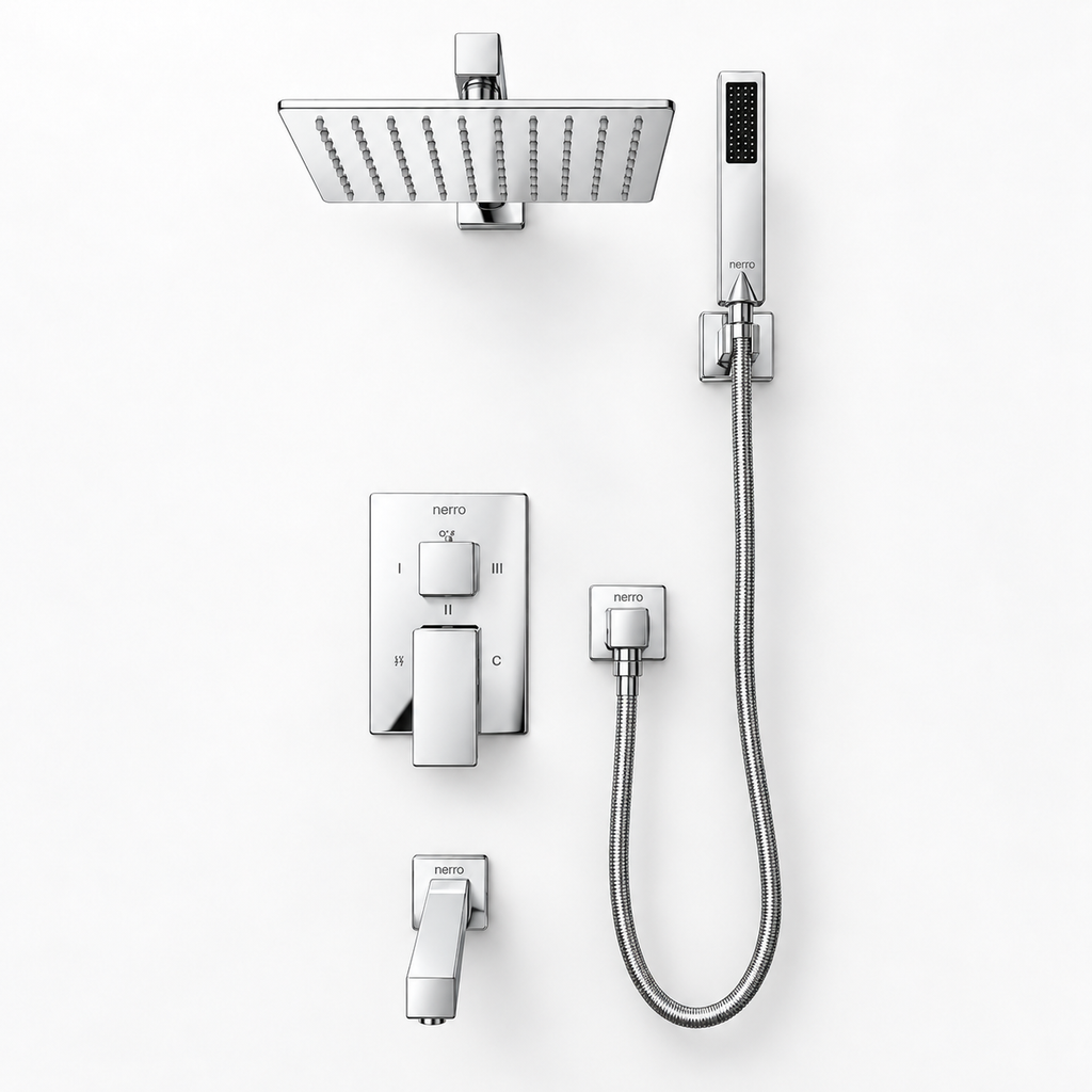 Modern Square 3-Function Tub & Shower Set